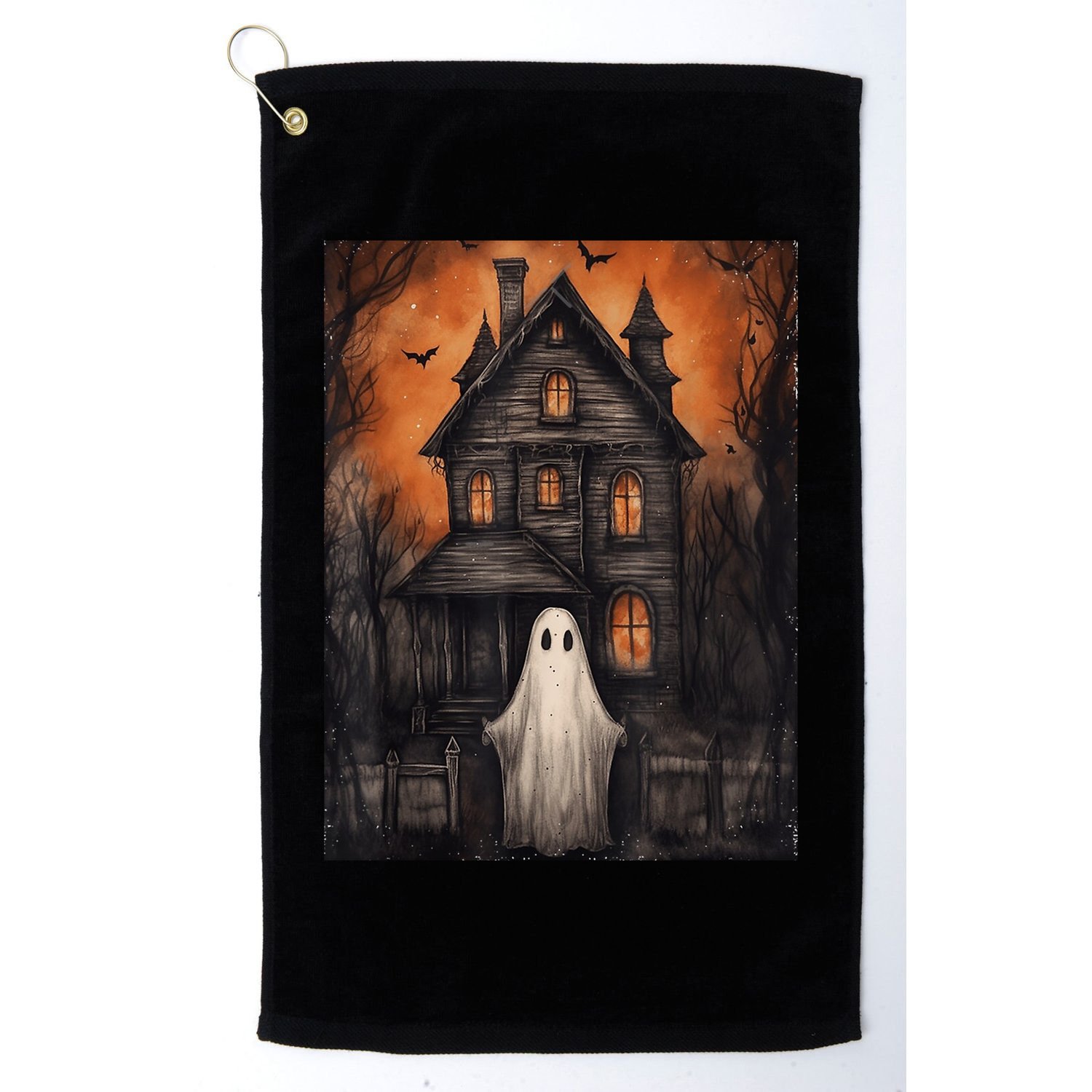 Vintage Ghost Haunted House Halloween Spooky Golf Towel