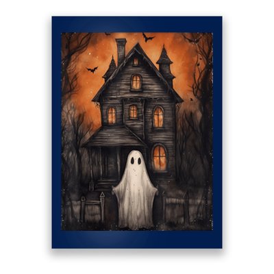 Vintage Ghost Haunted House Halloween Spooky Poster