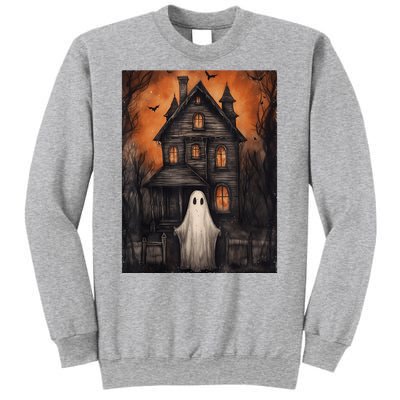 Vintage Ghost Haunted House Halloween Spooky Sweatshirt