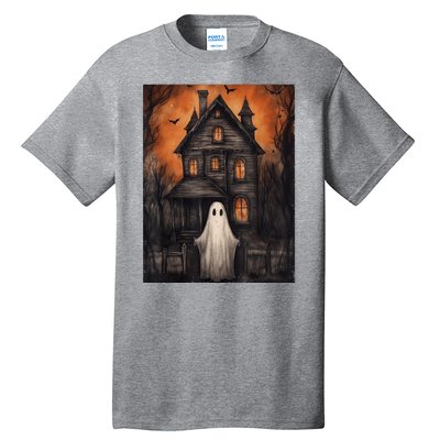 Vintage Ghost Haunted House Halloween Spooky Tall T-Shirt