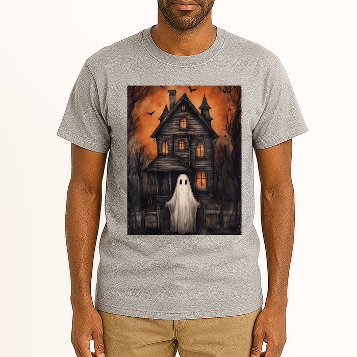 Vintage Ghost Haunted House Halloween Spooky Tall T-Shirt