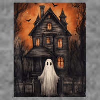 Vintage Ghost Haunted House Halloween Spooky Tall T-Shirt