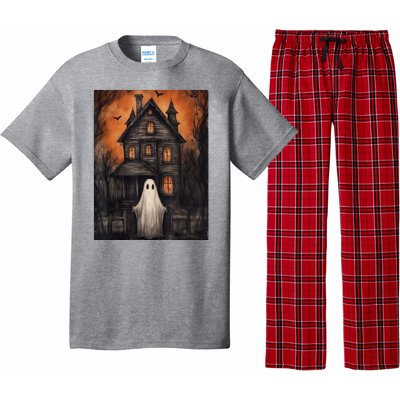 Vintage Ghost Haunted House Halloween Spooky Pajama Set