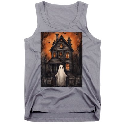 Vintage Ghost Haunted House Halloween Spooky Tank Top