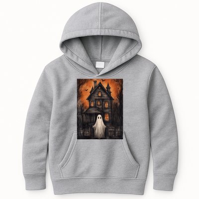 Vintage Ghost Haunted House Halloween Spooky Kids Hoodie