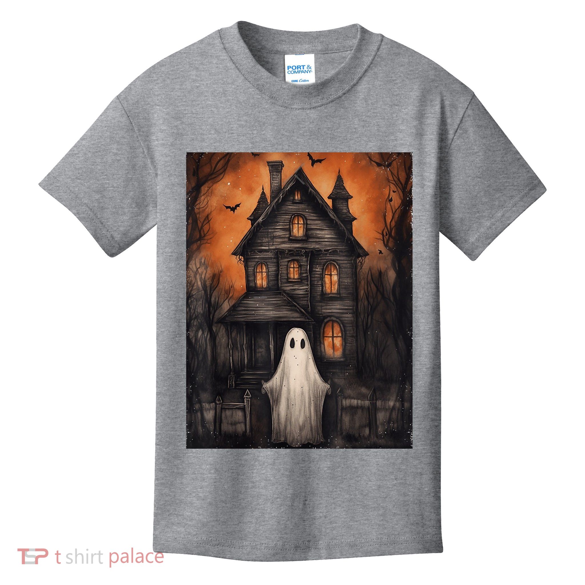 Vintage Ghost Haunted House Halloween Spooky Kids T-Shirt