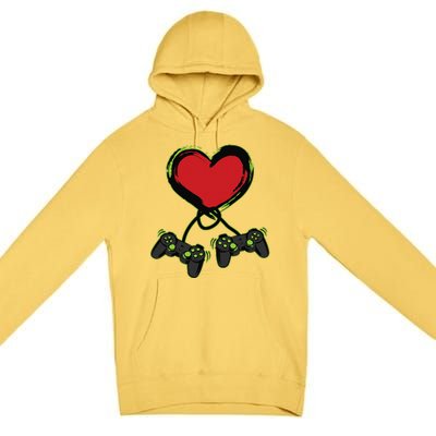 Video Gamer Heart Controller Valentine's Days Premium Pullover Hoodie