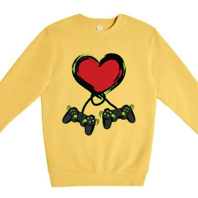 Video Gamer Heart Controller Valentine's Days Premium Crewneck Sweatshirt