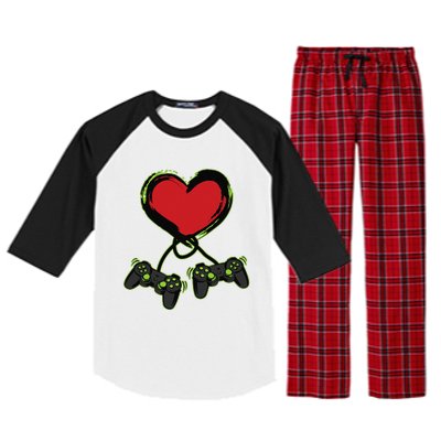 Video Gamer Heart Controller Valentine's Days Raglan Sleeve Pajama Set