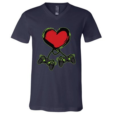 Video Gamer Heart Controller Valentine's Days V-Neck T-Shirt