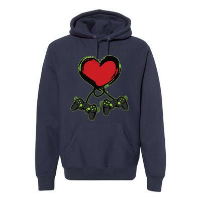 Video Gamer Heart Controller Valentine's Days Premium Hoodie