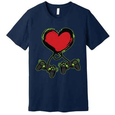 Video Gamer Heart Controller Valentine's Days Premium T-Shirt