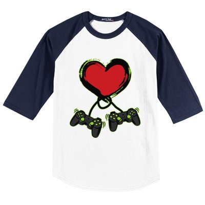 Video Gamer Heart Controller Valentine's Days Baseball Sleeve Shirt