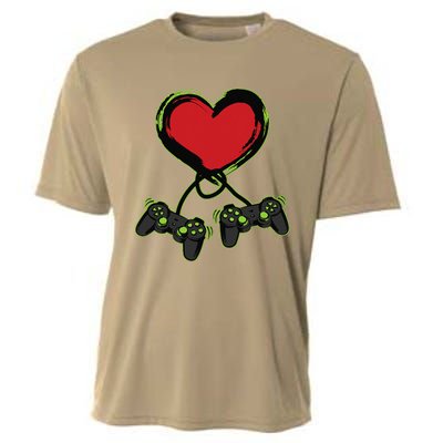 Video Gamer Heart Controller Valentine's Days Cooling Performance Crew T-Shirt