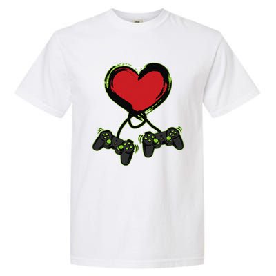 Video Gamer Heart Controller Valentine's Days Garment-Dyed Heavyweight T-Shirt