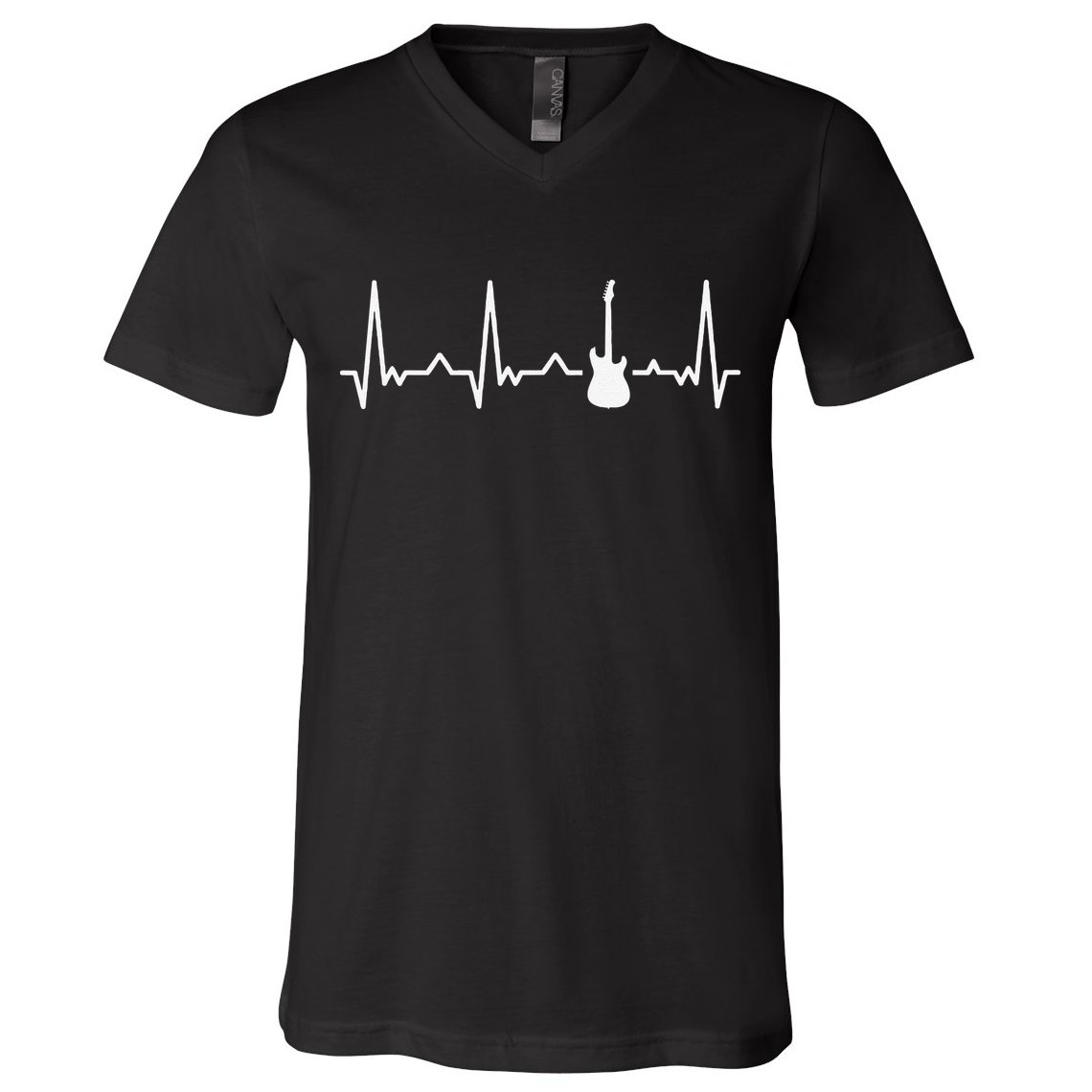 Vintage Guitar Heartbeat Guitarist Lover Instrument V-Neck T-Shirt