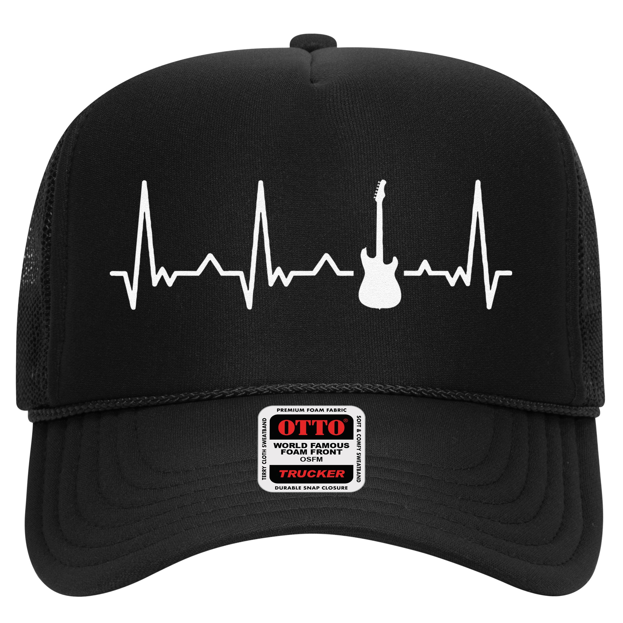 Vintage Guitar Heartbeat Guitarist Lover Instrument Hat