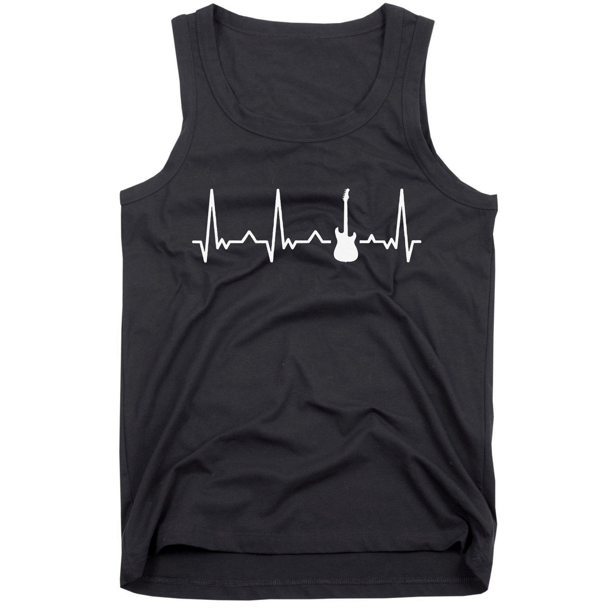 Vintage Guitar Heartbeat Guitarist Lover Instrument Tank Top