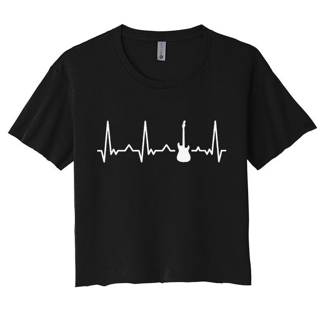 Vintage Guitar Heartbeat Guitarist Lover Instrument Crop Top