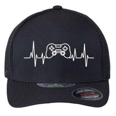 Video Game Heartbeat Gamer Funny Gift Gaming Controller Funny Gift Flexfit Unipanel Trucker Cap