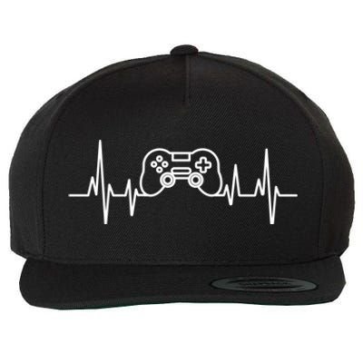 Video Game Heartbeat Gamer Funny Gift Gaming Controller Funny Gift Wool Snapback Cap