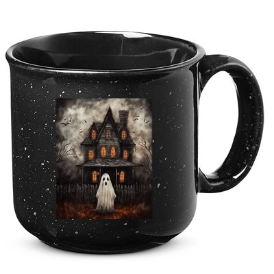 Vintage Ghost Haunted House Midnight Halloween Ghost Spooky 15oz Campfire Ceramic Mug