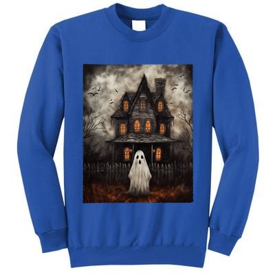 Vintage Ghost Haunted House Midnight Halloween Ghost Spooky Tall Sweatshirt