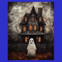 Vintage Ghost Haunted House Midnight Halloween Ghost Spooky Womens Tank Top