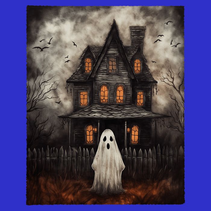Vintage Ghost Haunted House Midnight Halloween Ghost Spooky Womens Tank Top