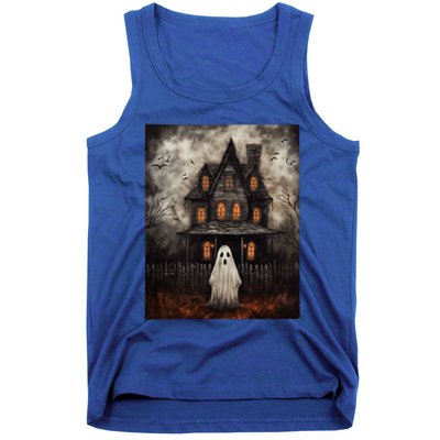Vintage Ghost Haunted House Midnight Halloween Ghost Spooky Tank Top