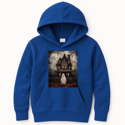 Vintage Ghost Haunted House Midnight Halloween Ghost Spooky Kids Hoodie
