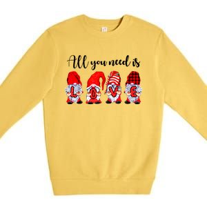 Valentine Gnomes Holding Hearts Valentine's Day Gnome Love Gift Premium Crewneck Sweatshirt