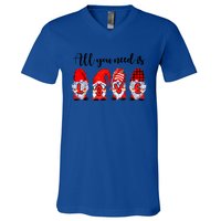 Valentine Gnomes Holding Hearts Valentine's Day Gnome Love Gift V-Neck T-Shirt