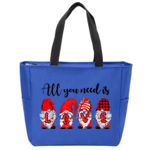 Valentine Gnomes Holding Hearts Valentine's Day Gnome Love Gift Zip Tote Bag