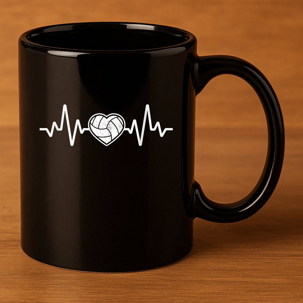 Volleyball Gifts Heartbeat 11oz C Handle Ceramic Mug