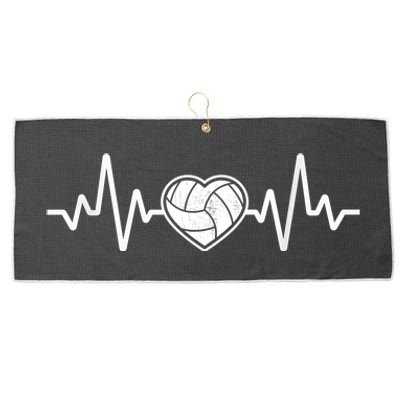 Volleyball Gifts Heartbeat Large Microfiber Waffle Golf Towel