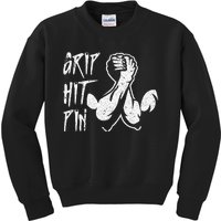 Vintage Grip Hit Pin Arm Wrestling Arm Wrestler Kids Sweatshirt