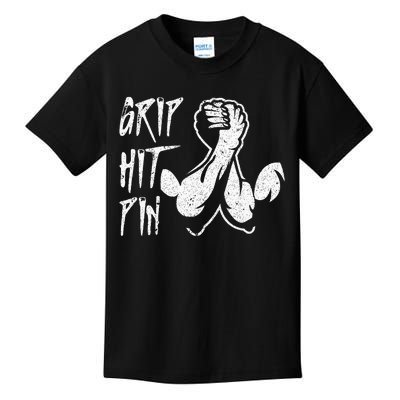 Vintage Grip Hit Pin Arm Wrestling Arm Wrestler Kids T-Shirt