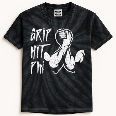 Vintage Grip Hit Pin Arm Wrestling Arm Wrestler Kids Tie-Dye T-Shirt