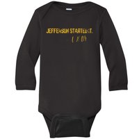 Vintage Grungy Hamilton Jefferson Burr Sir Baby Long Sleeve Bodysuit