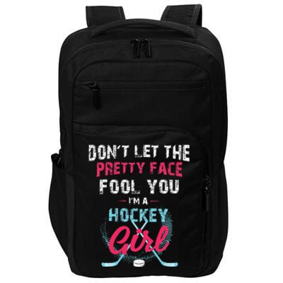 Vintage Girl Hockey Gift Ice Hockey Players Impact Tech Backpack