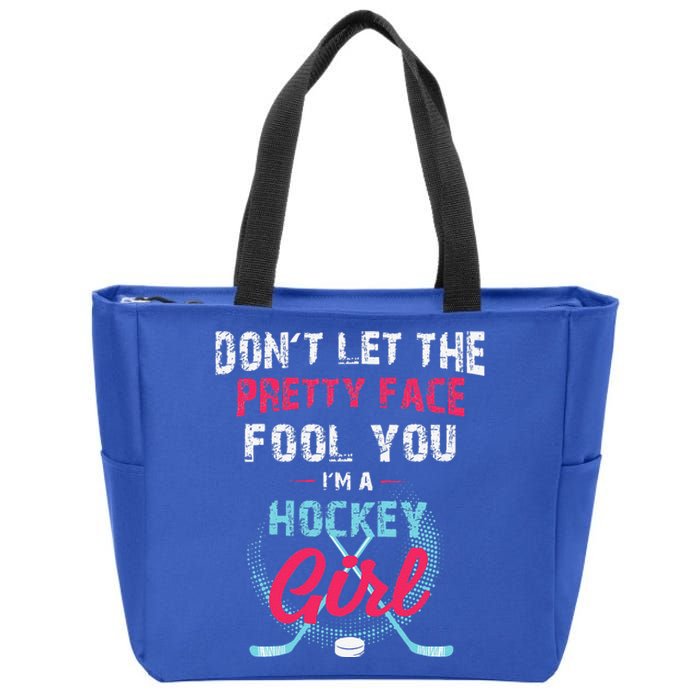 Vintage Girl Hockey Gift Ice Hockey Players Zip Tote Bag