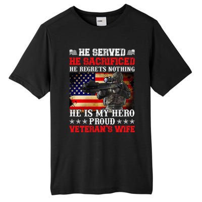 Veterans Gift He Is My Hero Proud Veteran's Wife Gift Tall Fusion ChromaSoft Performance T-Shirt