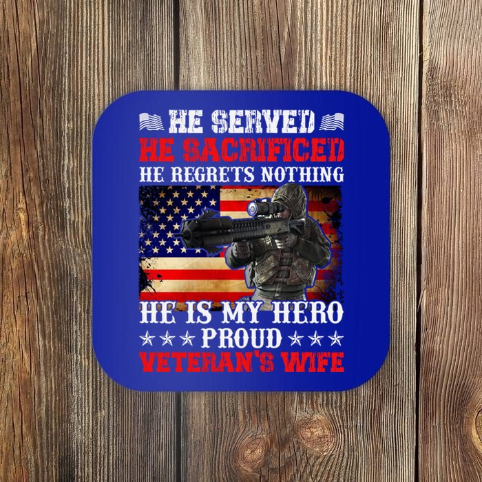 Veterans Gift He Is My Hero Proud Veteran's Wife Gift Coaster