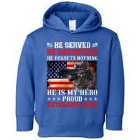 Veterans Gift He Is My Hero Proud Veteran's Wife Gift Toddler Hoodie