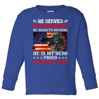 Veterans Gift He Is My Hero Proud Veteran's Wife Gift Toddler Long Sleeve Shirt