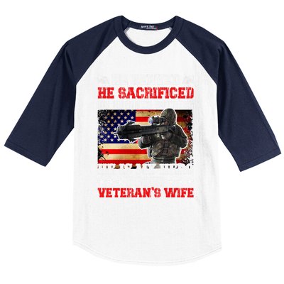 Veterans Gift He Is My Hero Proud Veteran's Wife Gift Baseball Sleeve Shirt