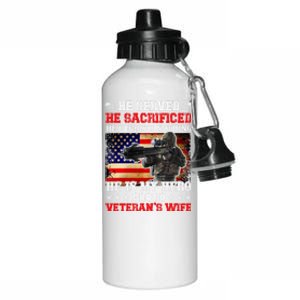 Veterans Gift He Is My Hero Proud Veteran's Wife Gift Aluminum Water Bottle