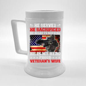 Veterans Gift He Is My Hero Proud Veteran's Wife Gift Beer Stein