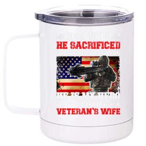 Veterans Gift He Is My Hero Proud Veteran's Wife Gift 12 oz Stainless Steel Tumbler Cup